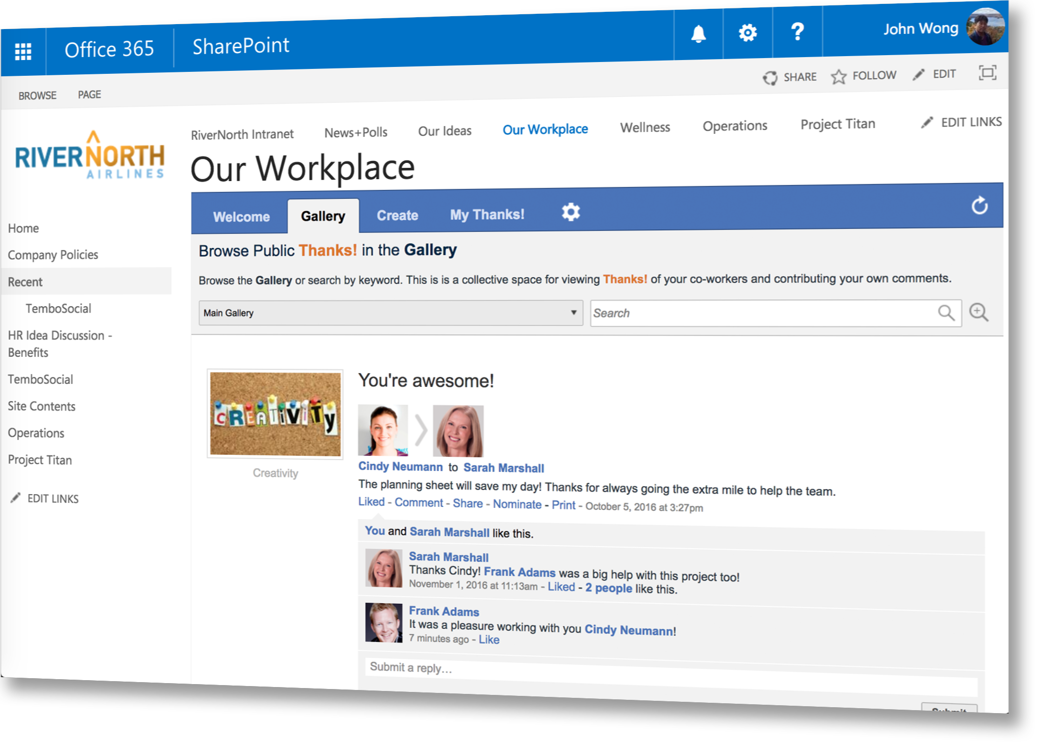 TemboSocial Recognition for SharePoint and Office 365