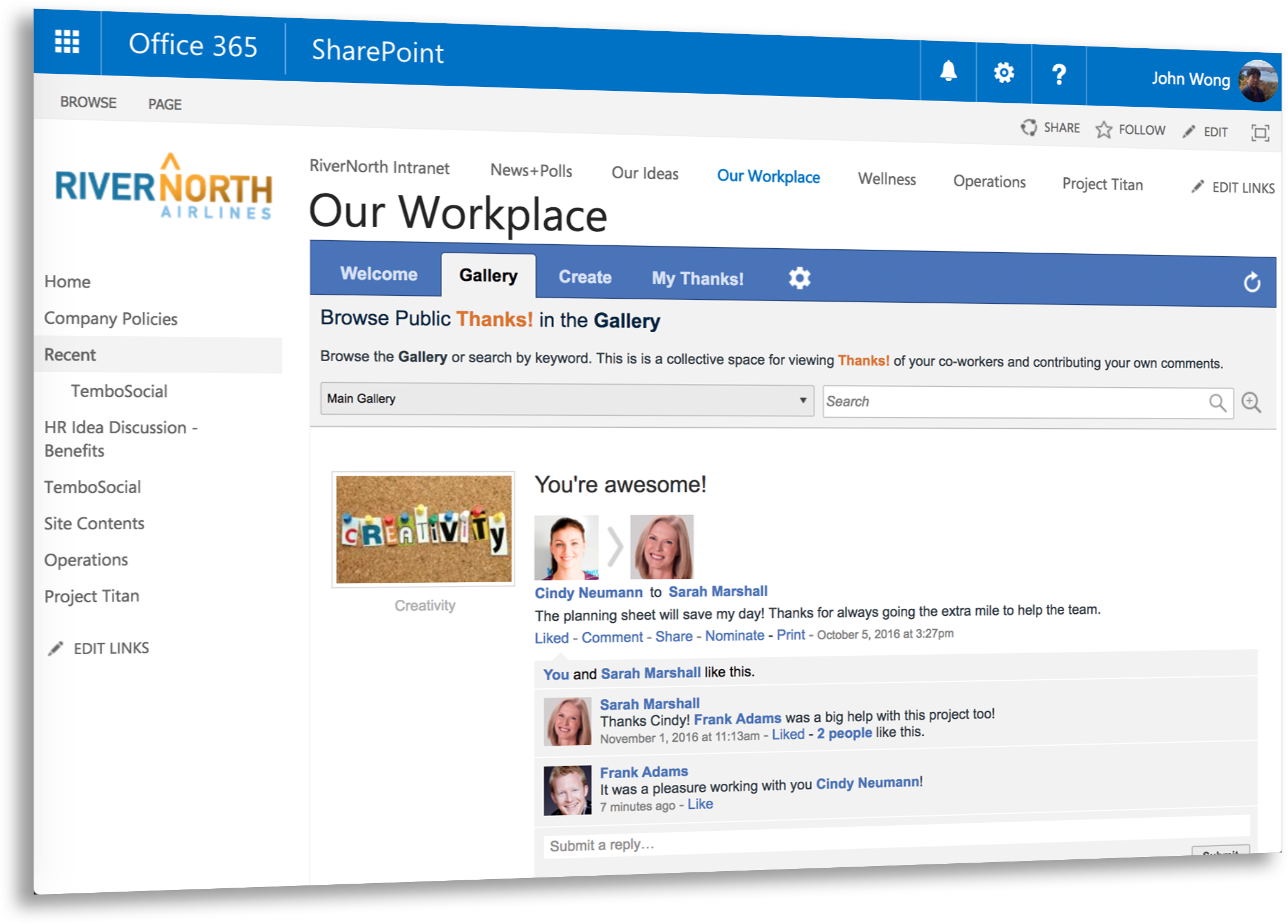 TemboSocial Recognition for SharePoint and Office 365